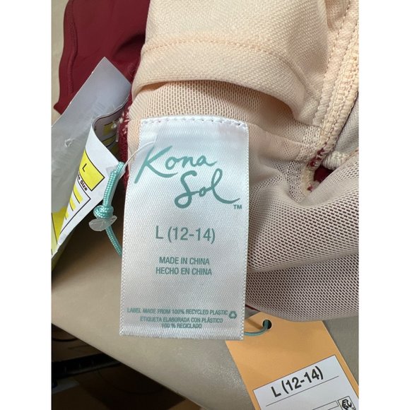 Women's Post Mastectomy Full Coverage One Piece Swimsuit Kona Sol Red Large - Picture 8 of 10